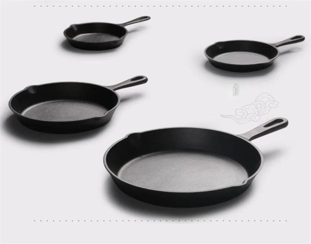 Cast Iron Nonstick 1426cm Skillet Frying Flat Pan Gas Induction Cooker iron pot Egg Pancake Pot Kitchen Dining Tools Cookware5526235