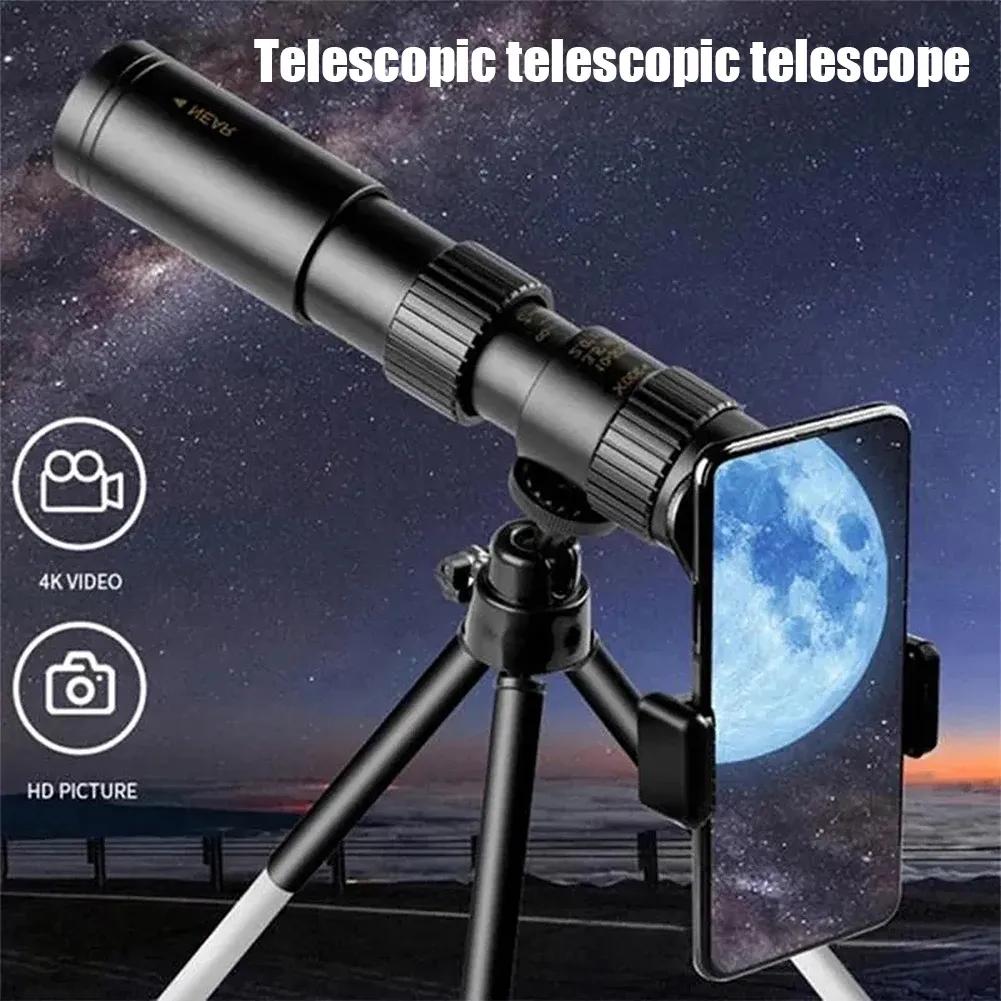 Lens 4K Monocular Telescope Professional 10300x40 Kraftfulla kikare med stativtelefonhållare för Camping Travel Portable Telescope