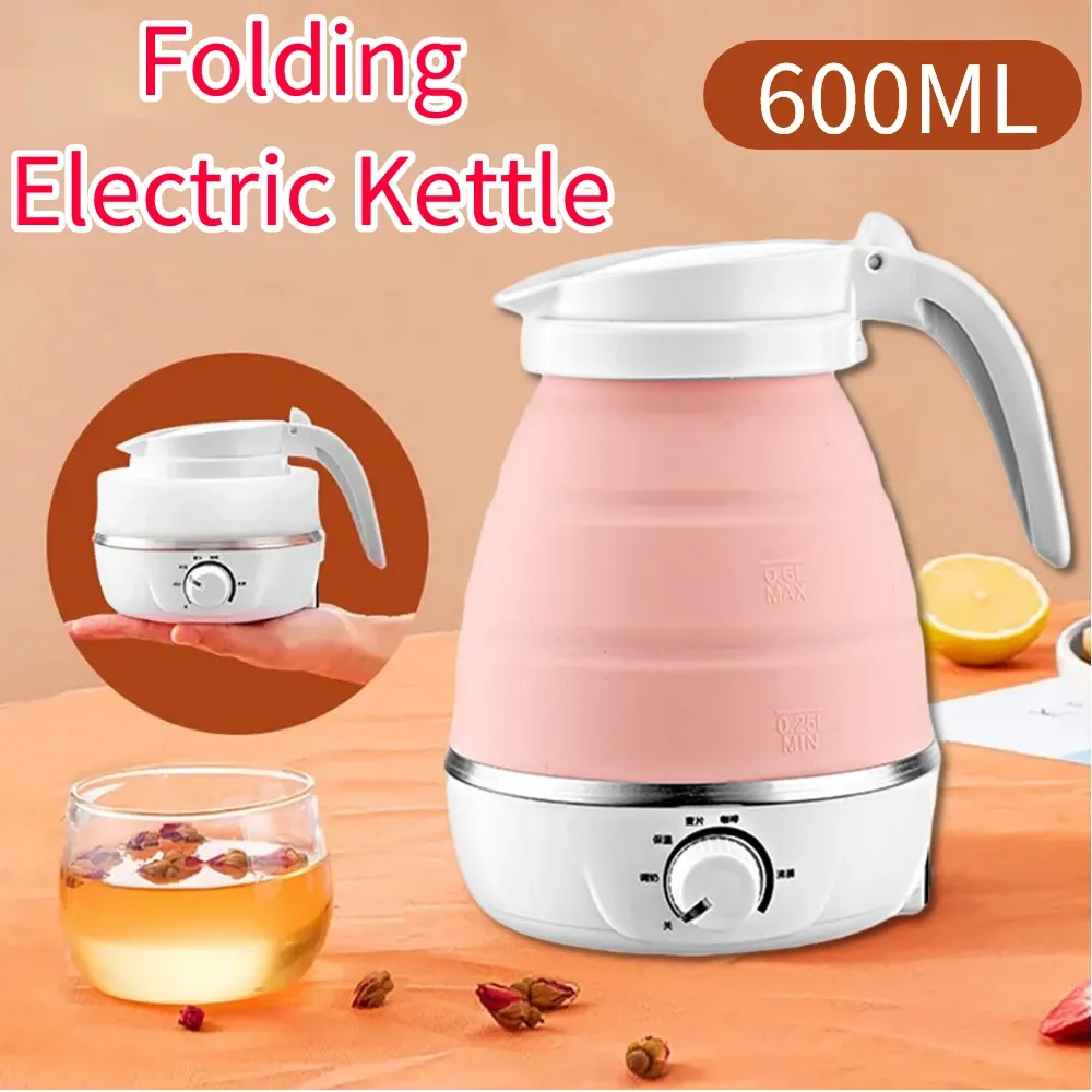 Rabagratifs 600 ml Silicone pliable Eaute électrique Kettle 600W Féche de fuite chauffage d'eau portable voyage à la maison