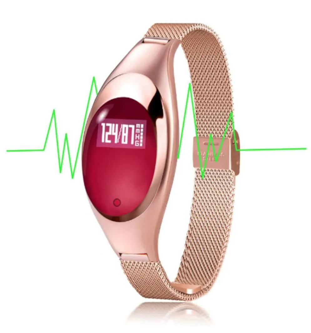 Z18 Mujeres de pulseras Smart Bracelet Smart Blood Oxygen frecuencia cardíaca Llame recordatorio de lujo de lujo Fitness Tracker Wri3144902