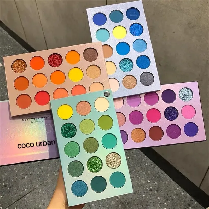 Shadow Gloednieuwe aankomst 4 in 1 kleurenbord oogschaduwpalet 60 kleuren neon geel oog pigment matte glitter highlighter oog schaduw