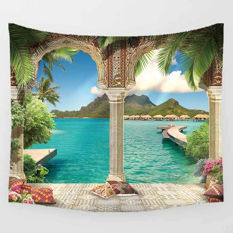 Paesaggio di bellezza Rainbow Mountain Waterfall Wall Art Autestry Camera da letto Sfondo per la parete casa Abete