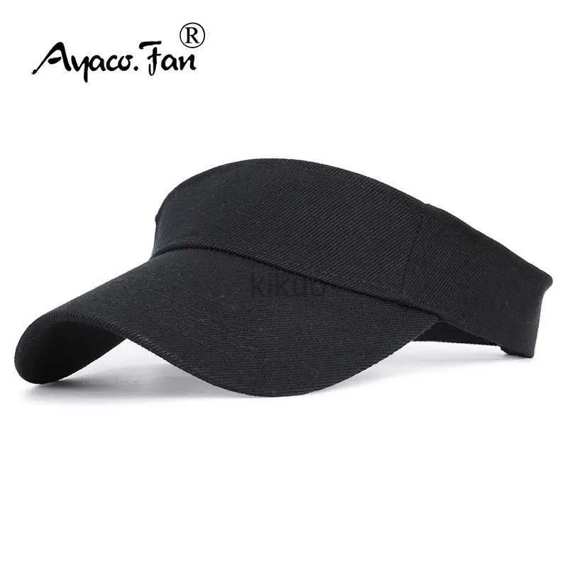 Visors Wide Brim Hats Bucket Hats Summer Sun Hats Men Women Cotton Adjustable Visor UV Protection Top Empty Solid Sport Tennis Running Sunscreen Baseball Cap 240412