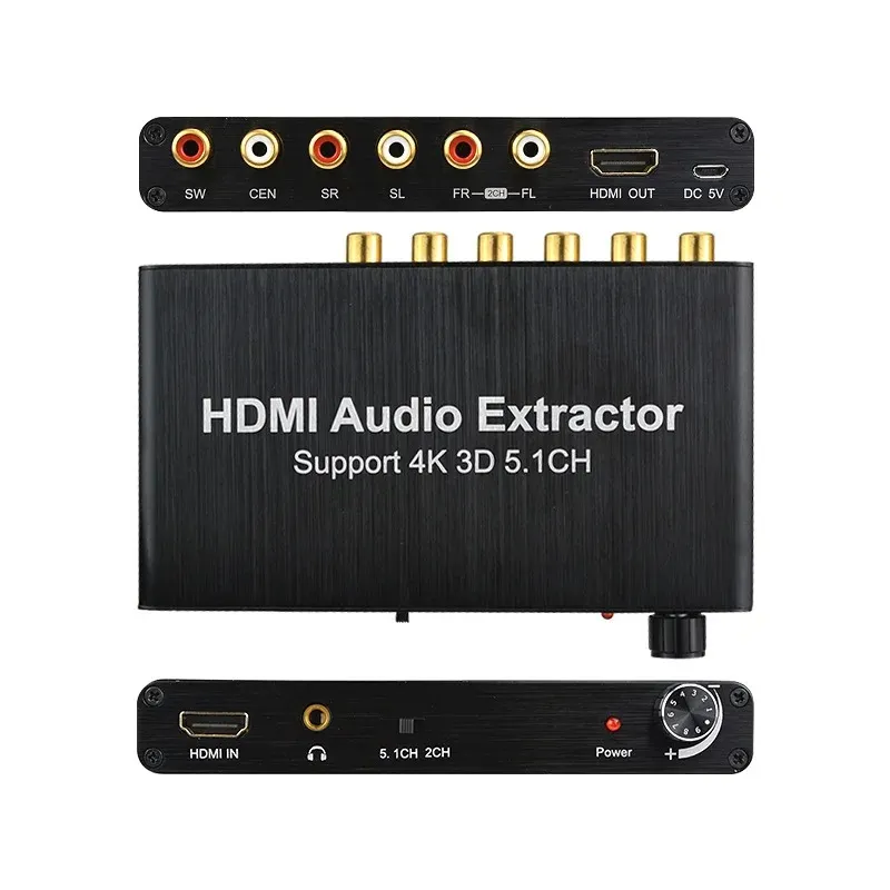 Nuevo 2024 4K 5.1CH HDMI Audio Extractor Decode Coaxial a RCA AC3/DST a 5.1 Converter analógico amplificador para PS4 DVD reproductor HDTV para PS4 DVD