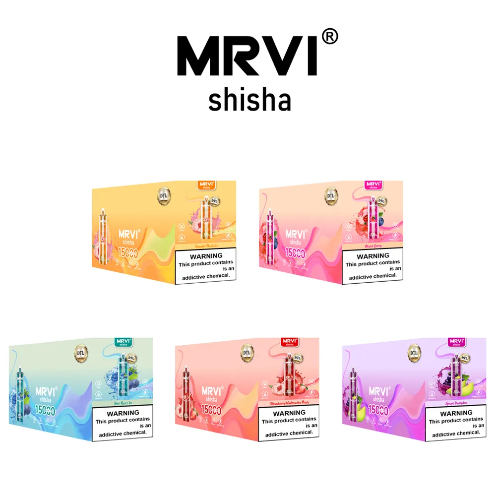 Original MRVI 15000 Puffs Disposable Shisha Puff 15K DTL E Cigarette With 24ml Pod Rechargeable 600mAh Battery Crystal Vape Pen