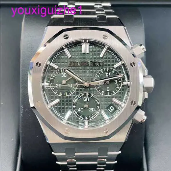 Last AP Wrist Watch Royal Oak Series 26240st Precision Steel Green Plate Mens Fashion Leisure Business Sports Back Transparent Mechanical Watch