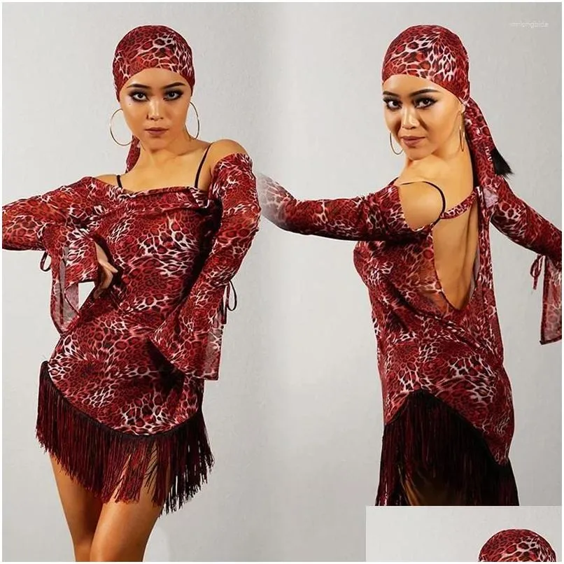 STAGE WARS LATIN DANSE ROBE FEMMES LOBE LOBE VOITS DE PRINCATION OFF SHODER Y Tassel Rumba Salsa Performance Costume Prom DNV17370 Drop Deliv Otnyr