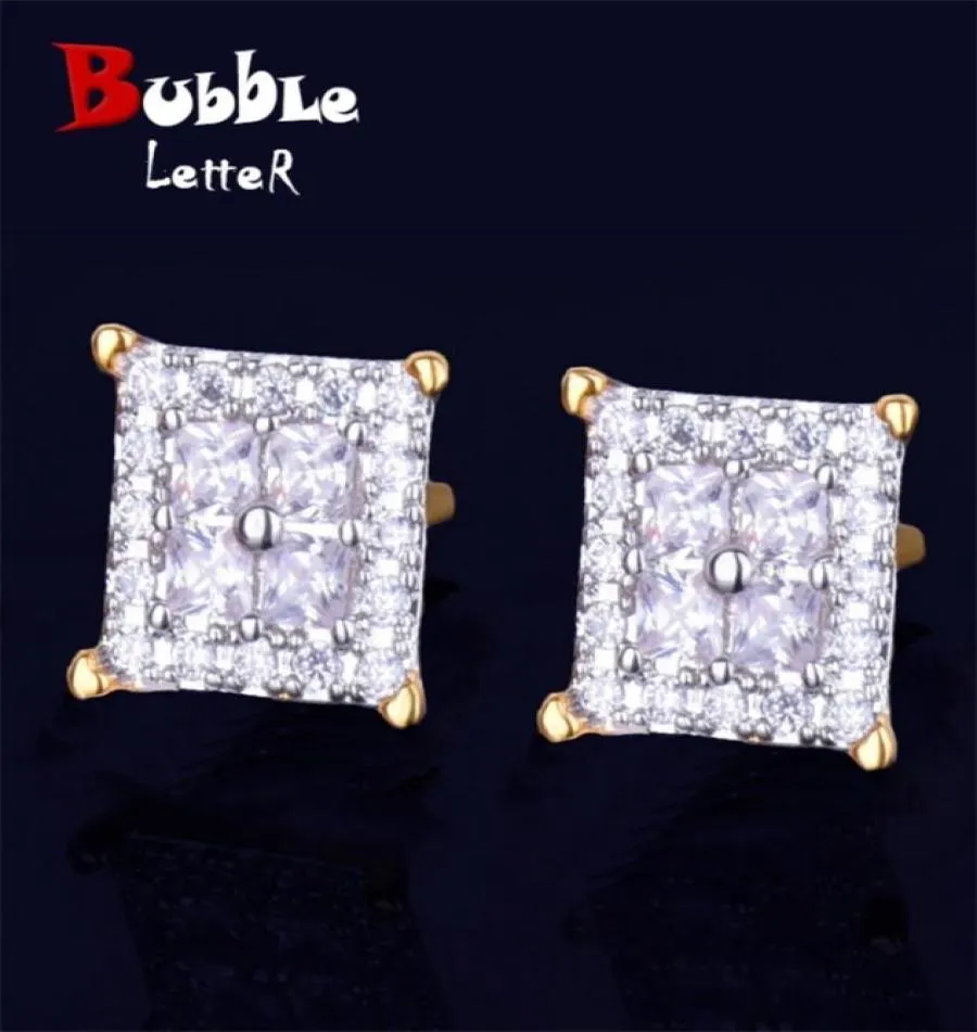 12mm Square Baguette Zircon Stud Earring Silver Color Charm Skruva Back Women Men039s örhängen Fashion Hip Hop Jewelry 2110096469334