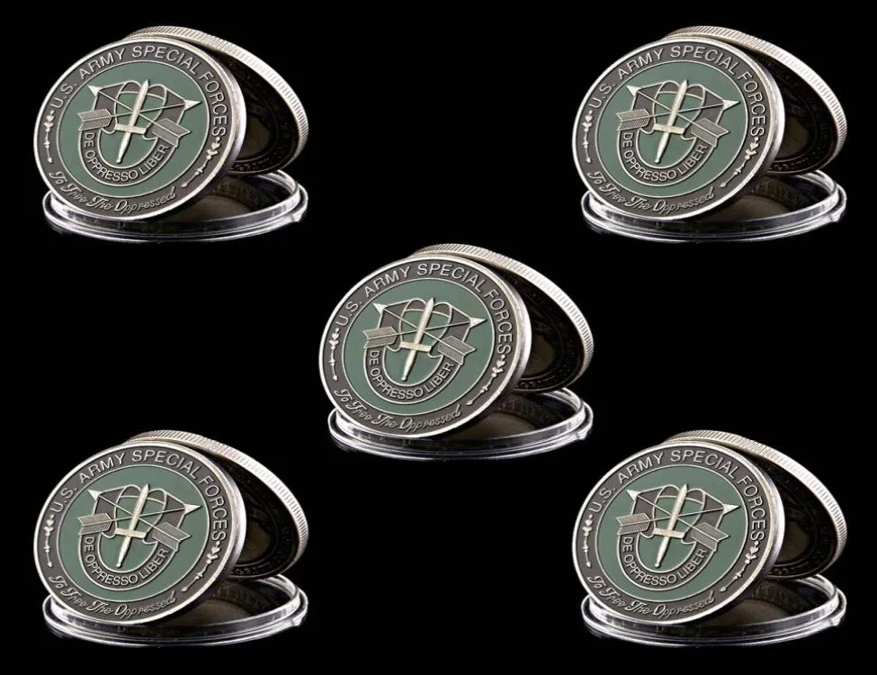 5pcs EUA America Exército Forças Especiais de Artesanato Nice Green Guerreta Militar Metal Coin Collectibles9597557