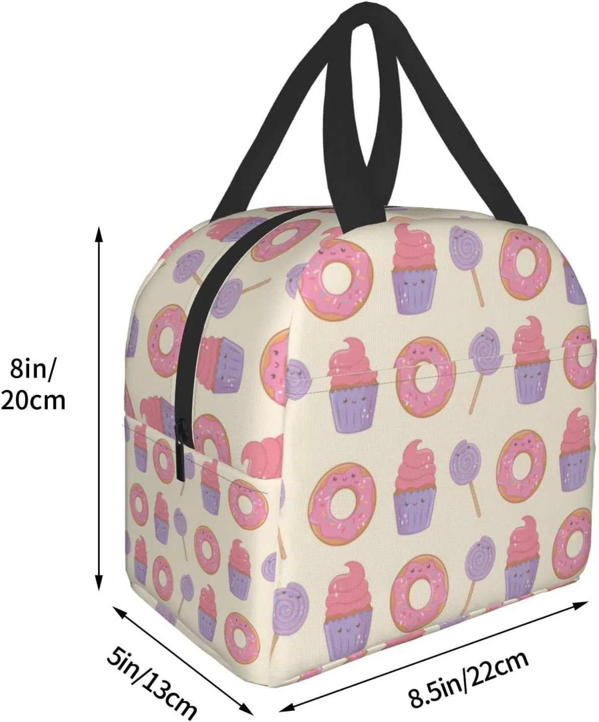 Sweet Kawaii Donut Lunch Bag Travel Work Bento Återanvändbar Tote Picknicklådor Isolerade containderväskor för kvinnor män pojkar flickor