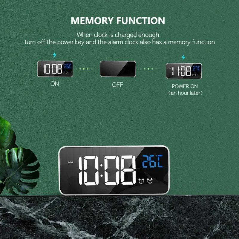 Voice-Activated LED Alarm Clock with Snooze, Night Mode, and Music ...
