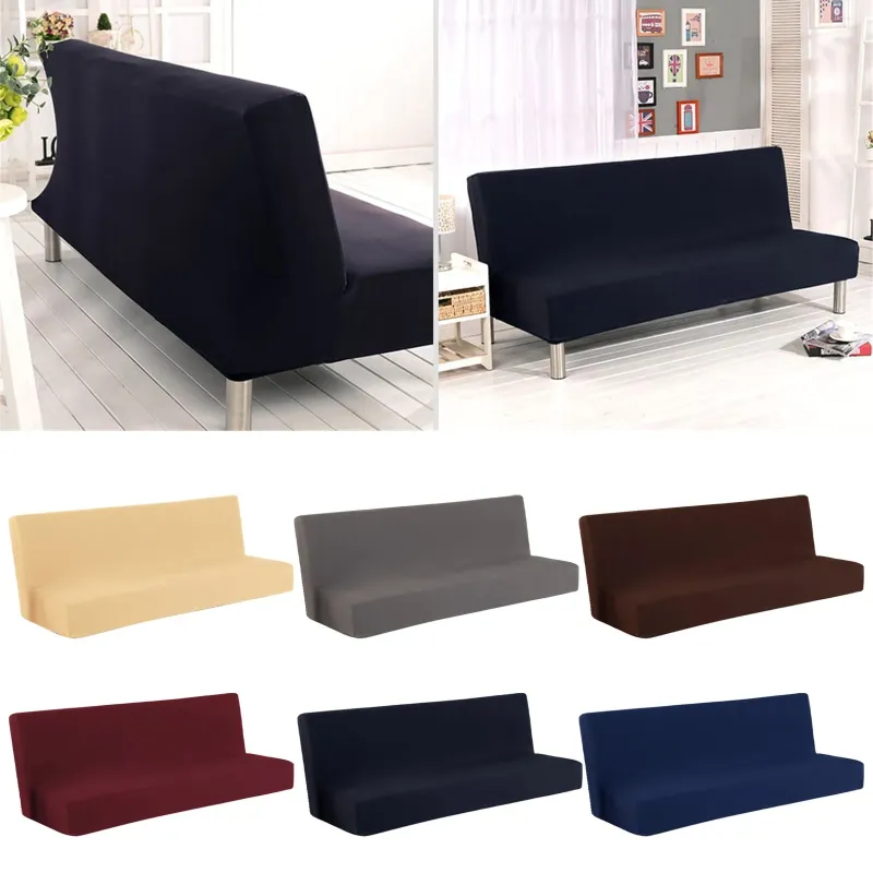 Stol täcker stort soffa kast täckning fällbar fast färg futon slipcover polyester elastisk tyg all inclusive