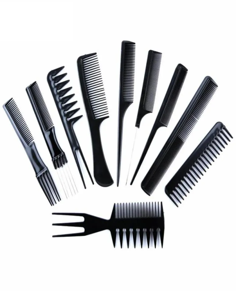 10pcseset professionnel à cheveux brosse à peigne Salon Barber Bobs antistatique Brosse de coiffure Coiffage Soins outils de style3242068