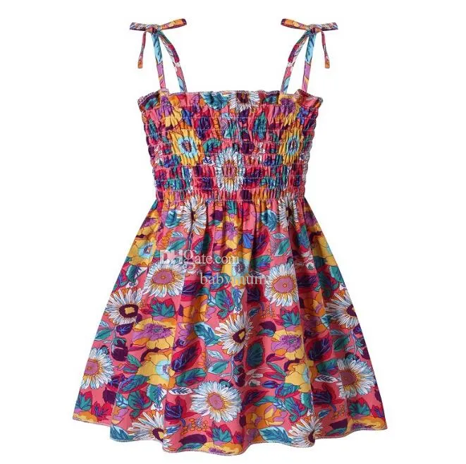 Bambini da ragazza vestito estate imbracatura principessa vestita di fiori per bambini beach cucesress casual cotone bambina abbigliamento