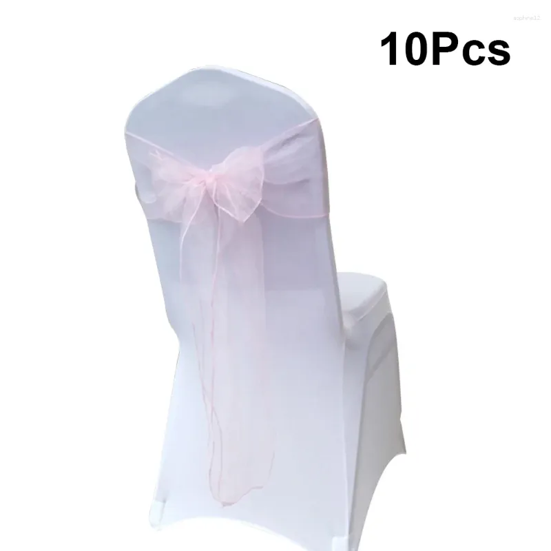 Chair Covers 10pcs Bowknot Designed Ribbon No-tie Bow Sash Wedding El Banquet Cover Back Decoration(Pink)