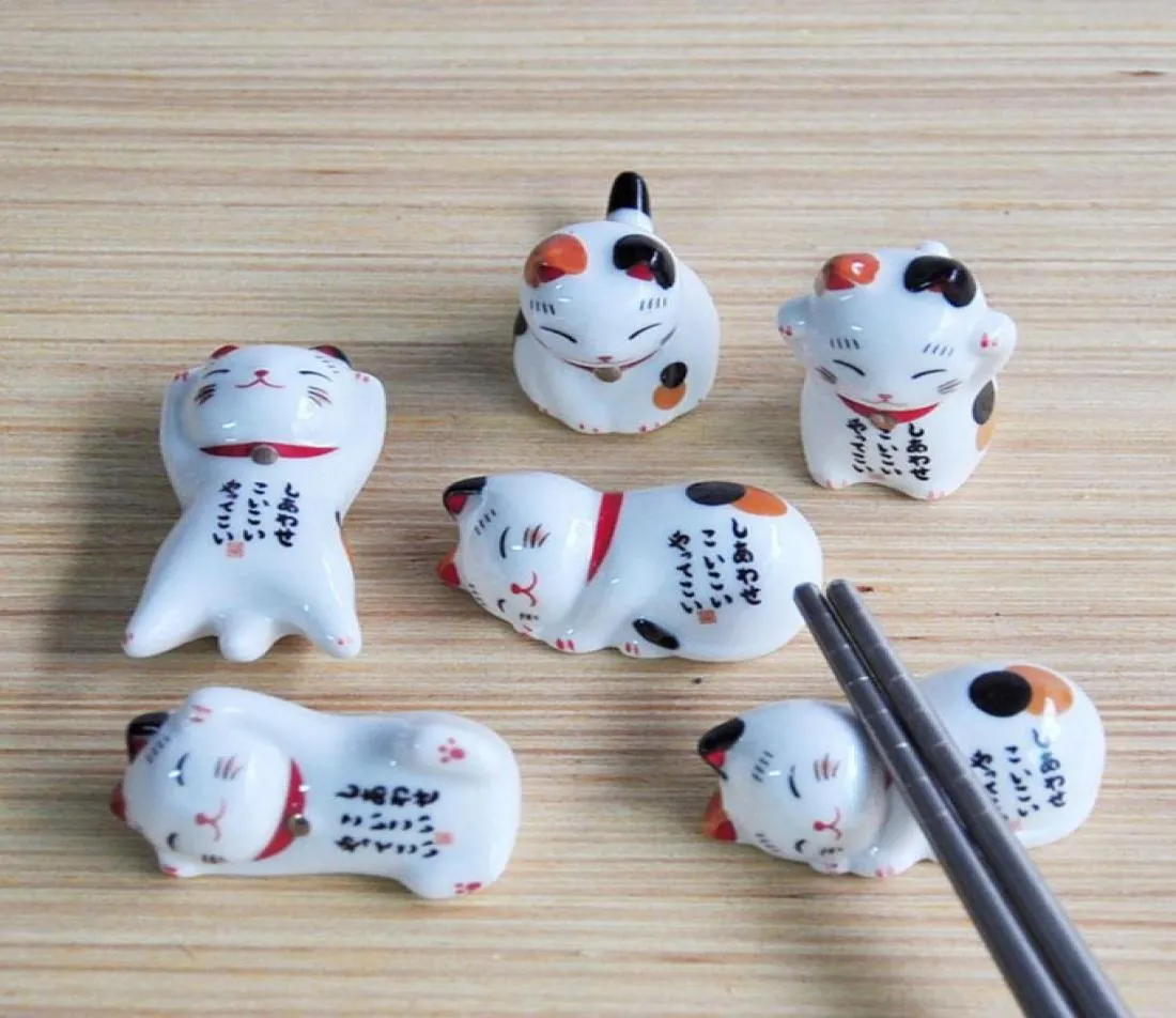 Niedliche Keramikkatze -Form Chopstick Stand Rast Löffel Halter Tischgeschirr Speicher für Küchenartikel 9770226