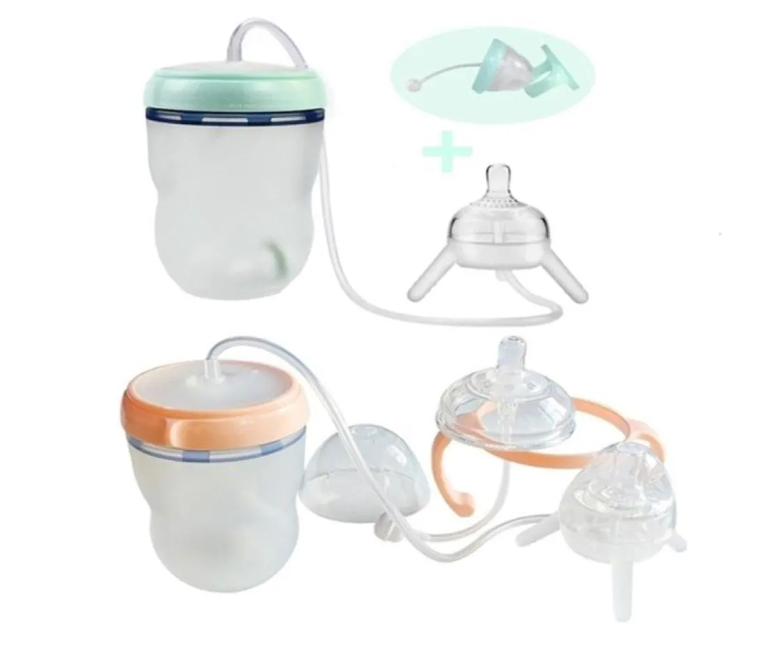 Baby matningsflaska lång halmhänder flaska multifunktionell barn mjölk kopp silikon sippy nr a 2204147873520