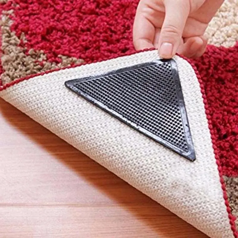 Carpets 14.5 10.5cm Reusable Anti-Skid Rubber Floor Tidy Carpet Mat Tape Sticker Black Corners Pad Washable Rug Gripper Stopper Doormat