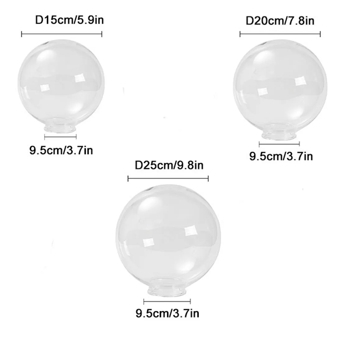 Outdoor Lampshade – 10 Inch Acrylic White Globe Replacement For Wall Mounted & Street Lamp Fixtures – 9.5" Opening, Frosted Finish