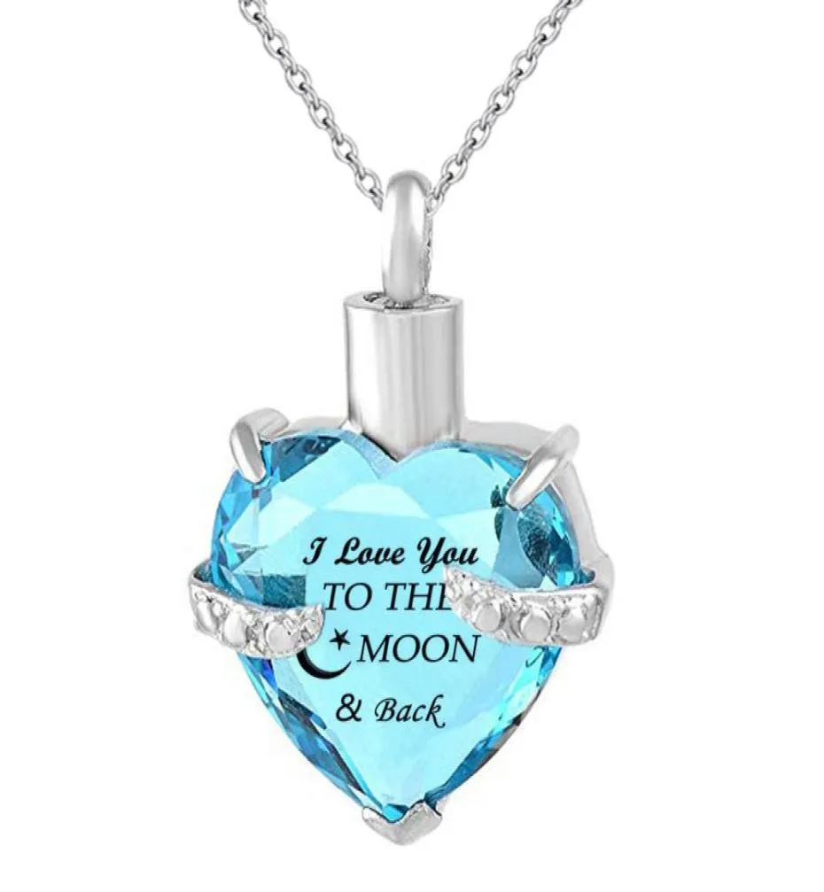 Acier en acier inoxydable Bijoux commémoratif Birthstone Birth Crystal Cremation Urn Pendant Collier pour cendres Crémation des cendres