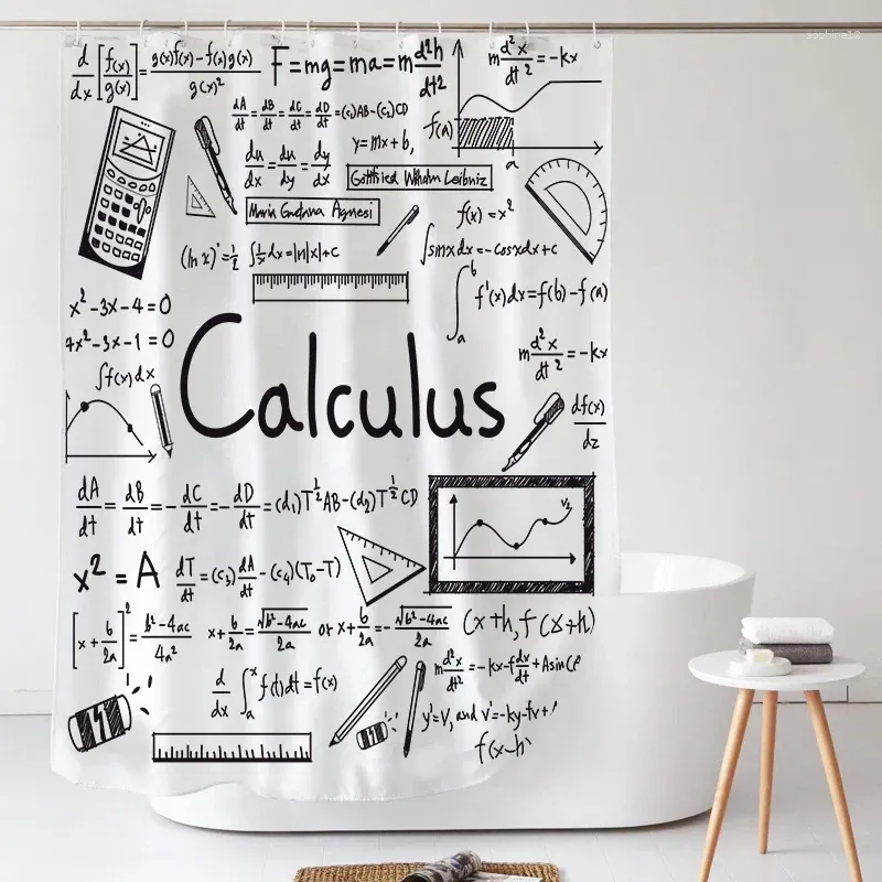 Rideaux de douche Calcul rideau nordique formule mathématique suspendue à la résistance à l'eau tissu résistant aux moisissures pour le bain de salle de bain décoration de salle de bain