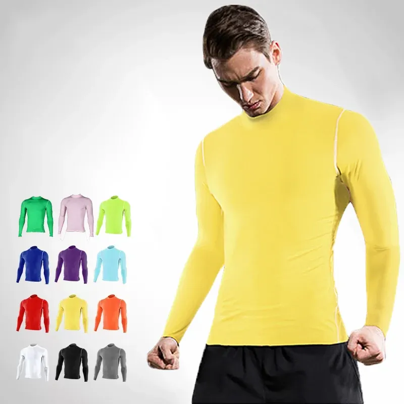 Camisetas de camisetas gola alta com camiseta longa camiseta esporte de basquete de basquete de basquete de futebol para caminhada de treinar compressão de roupas de fundo roupas de fundo
