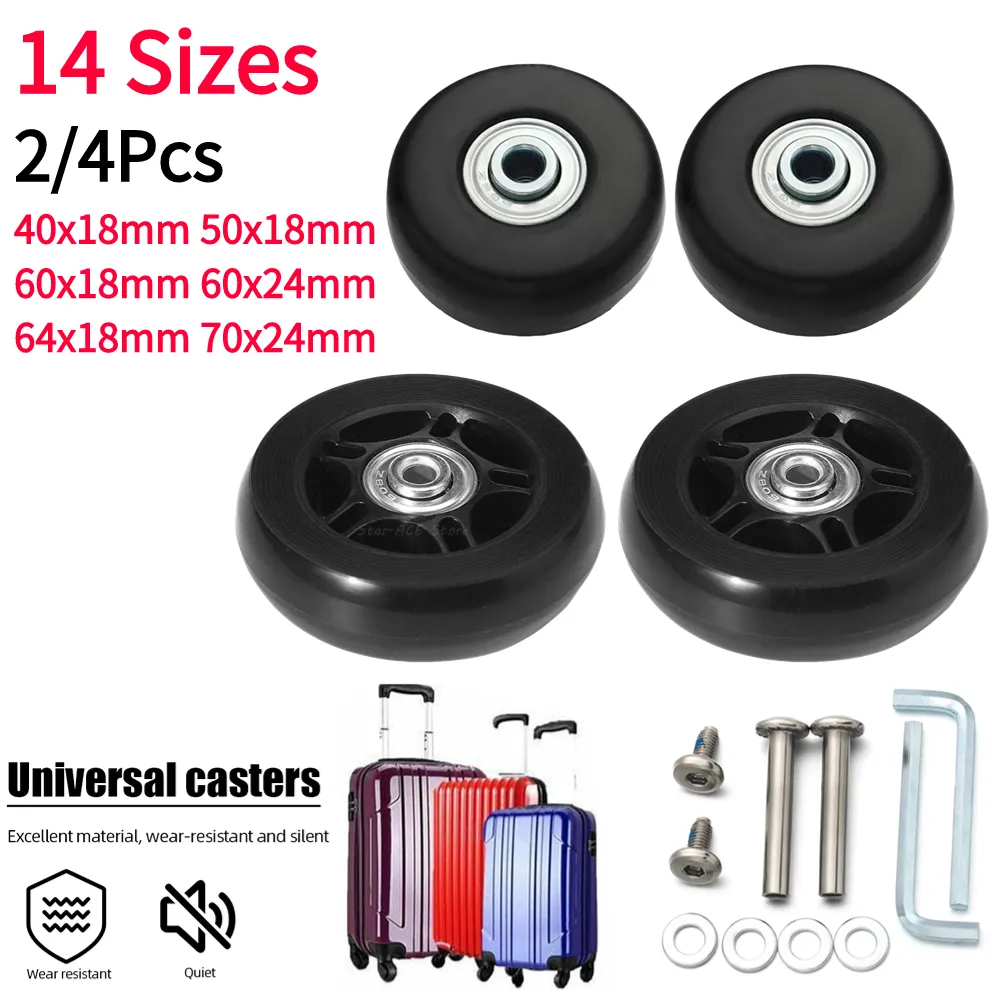 Paire De Roulettes Pivotantes Universelles Pour Bagage Et Valise - Remplacement - Noir