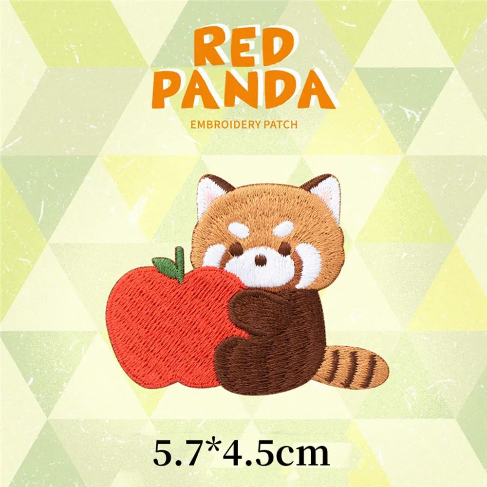 Animal Borduurwerkpleisters op kleding Rode Panda Diy Zelfklevende patch T-shirt jas sticker Appliques voor kledingbadges