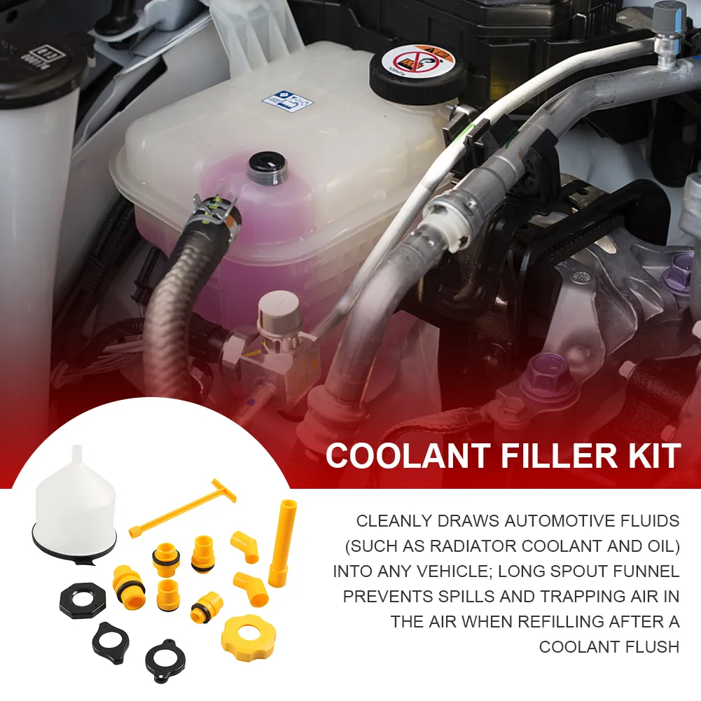 Car Radiator Coolant Filling Funnels Universal Auto Coolant Flush Kit ...