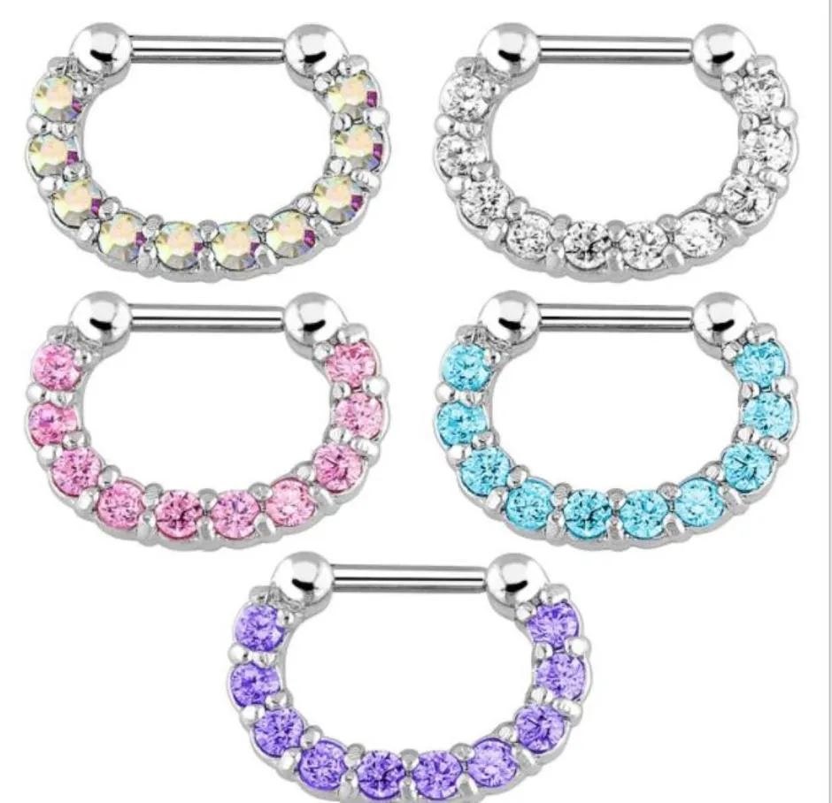 Halkalar Saplamalar Jewelry30pcs Rhinestone Crystal Hoops Unisex Steel Cz Septum Tıklama Burun Yüzük Piercing Vücut Takı Damlası Teslimat 204516790