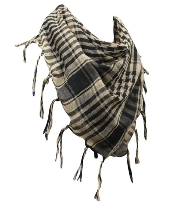 Men unisex 100% katoenen shemagh vierkante nek woestijn tactische stijl hoofdomwikkel keffiyeh franjes geruite sjaalsjaals1224259