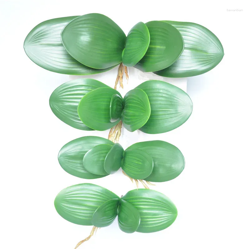 Decorative Flowers 5pcs Simulation Butterfly Orchid Leaf Large Phalaenopsis Fake Plants Auxiliary Material Real Touch Artificial Flower