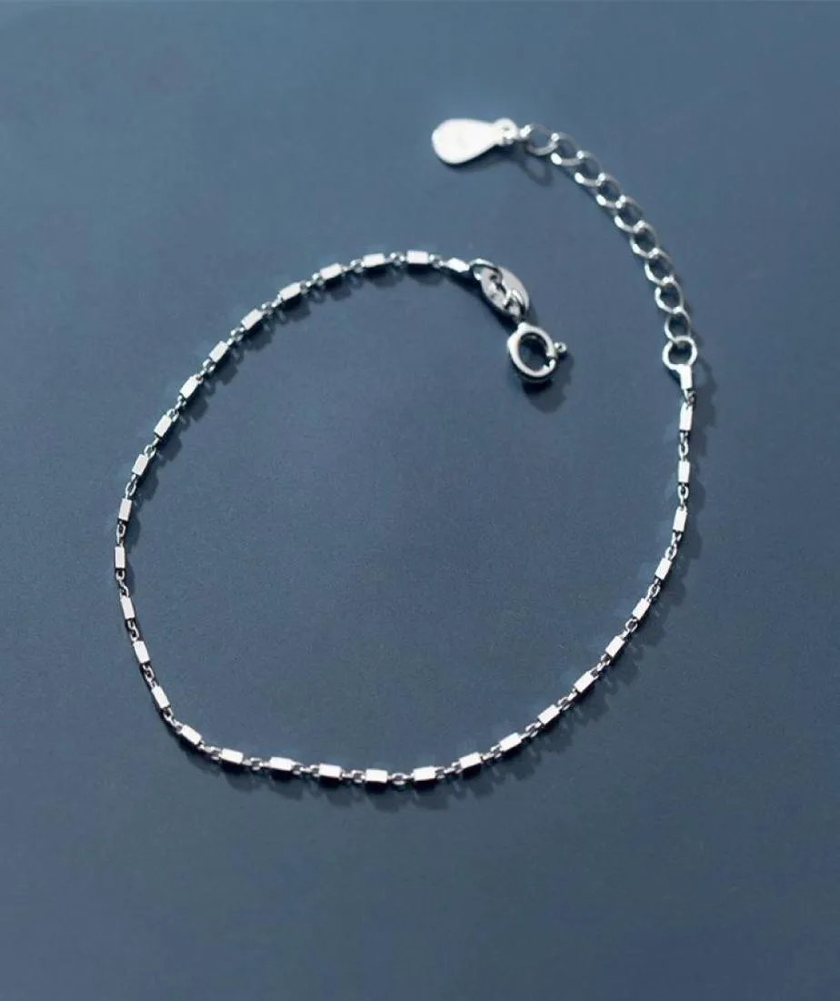 Beau bracelet de chaîne de liaison en argent sterling véritable cadeau de bijoux blanc rhodium blanc bracelets s925 tampon