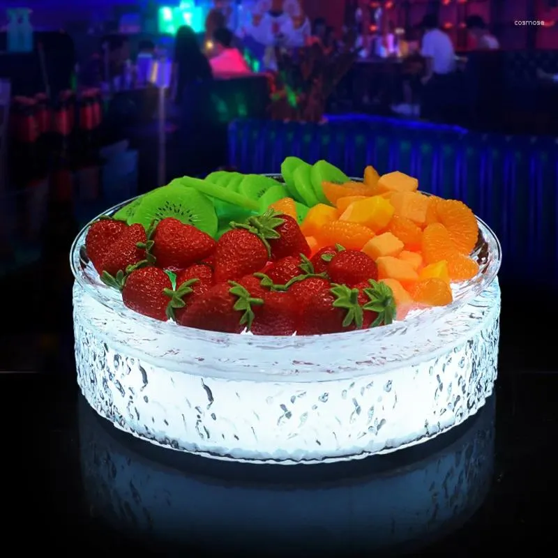 Płytki Ziarno Lodowca Lekka luksusowa luksusowa Lumowinood Około przezroczyste porcje Tray LED BAR Club KTV Acrylic Snack