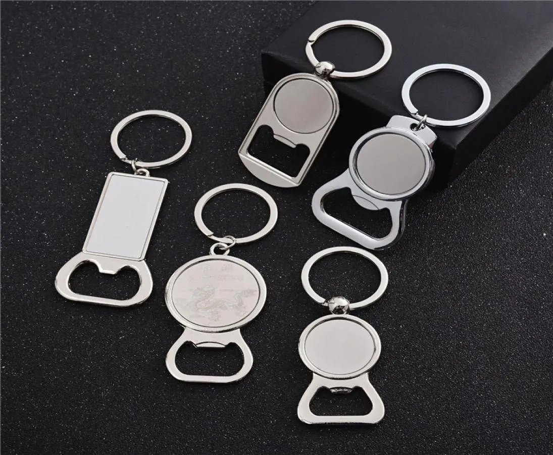 Party Favor SubliMation Blank Beer Bottle Opener Keychain Metal Heat Transfer Corkwrew Key Ring Housion Kitchen Tool DD9952829452