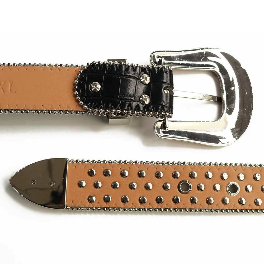 DHgate.com:2024Premium Rhinestone Leather Belt: Punk Western