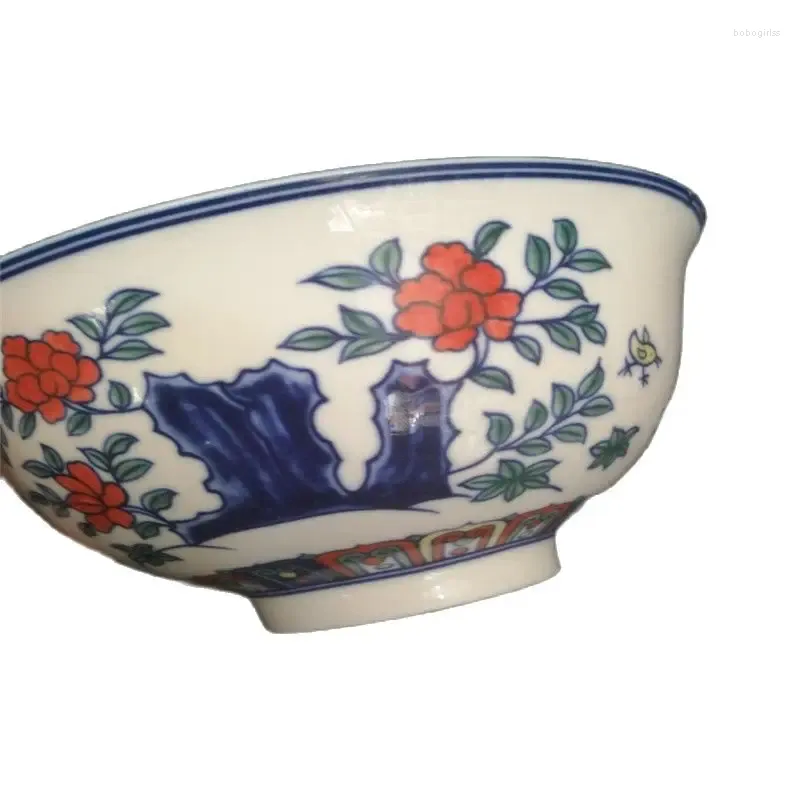 Dekoracyjne figurki chińska stara niebiesko -biała porcelanowa miska