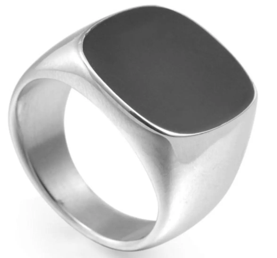 Maat 5 tot 16 roestvrij staal Signet Email Wedding Engagement Ring Cocktail Biker Hiphop Classic Simple Plain6066927