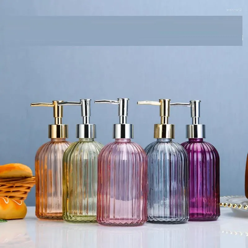 Flytande tvål dispenser 420 ml badrum tom pump flaska modern duschgel press schampo dispensering ljus lyxhand