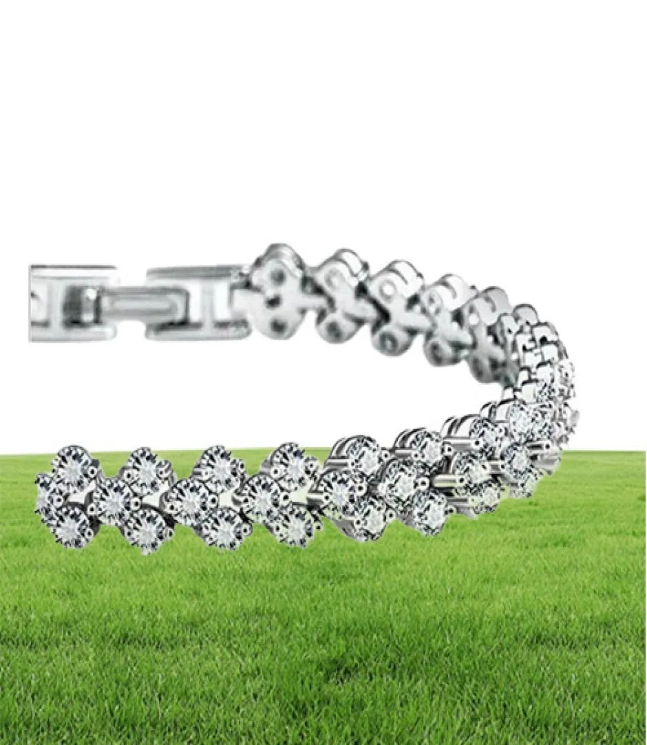 Tennis Luxury Austria Austria Shining Crystal Bracelets autentica 925 Sterling Argento Bracciale Zirco Diamond Diamond Roman Tennis Link Brace9394449