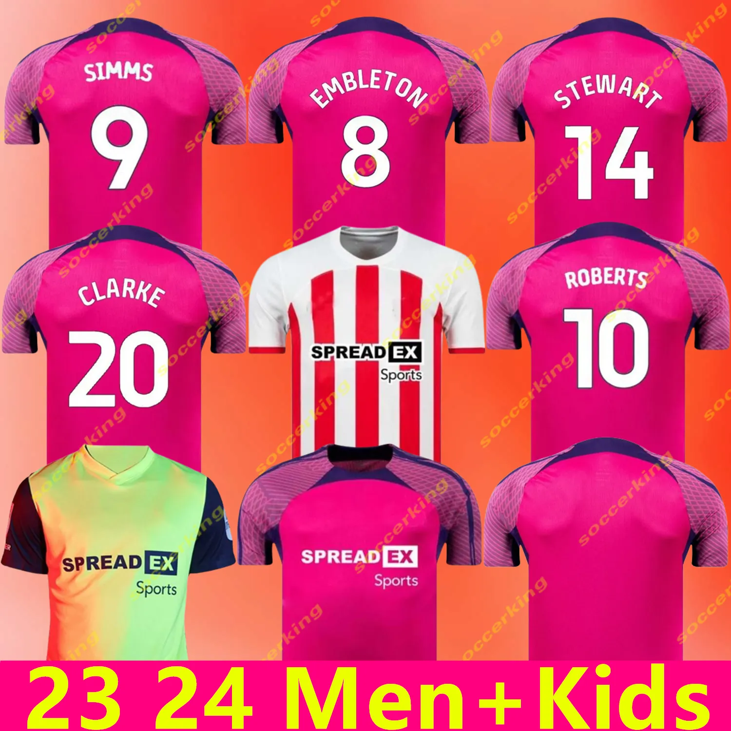 23 24 Jerseys de futebol doméstico Sunderland Stewart Simms Roberts Amad Clarke Dajaku Embleton Evans O'Nien 2023 2024 Away 3rd Football Shirt