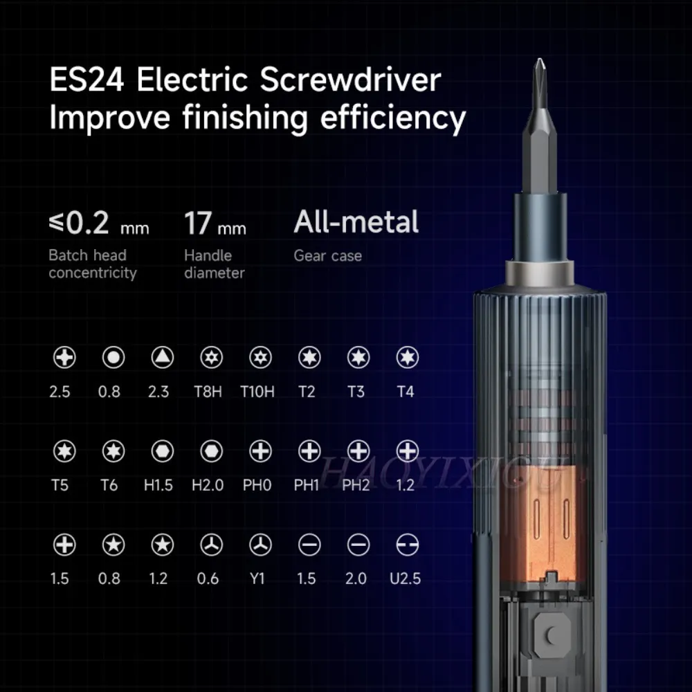 XZZ ES24 Dual Torque Electric Screwdriver Set with 24 Bits LED