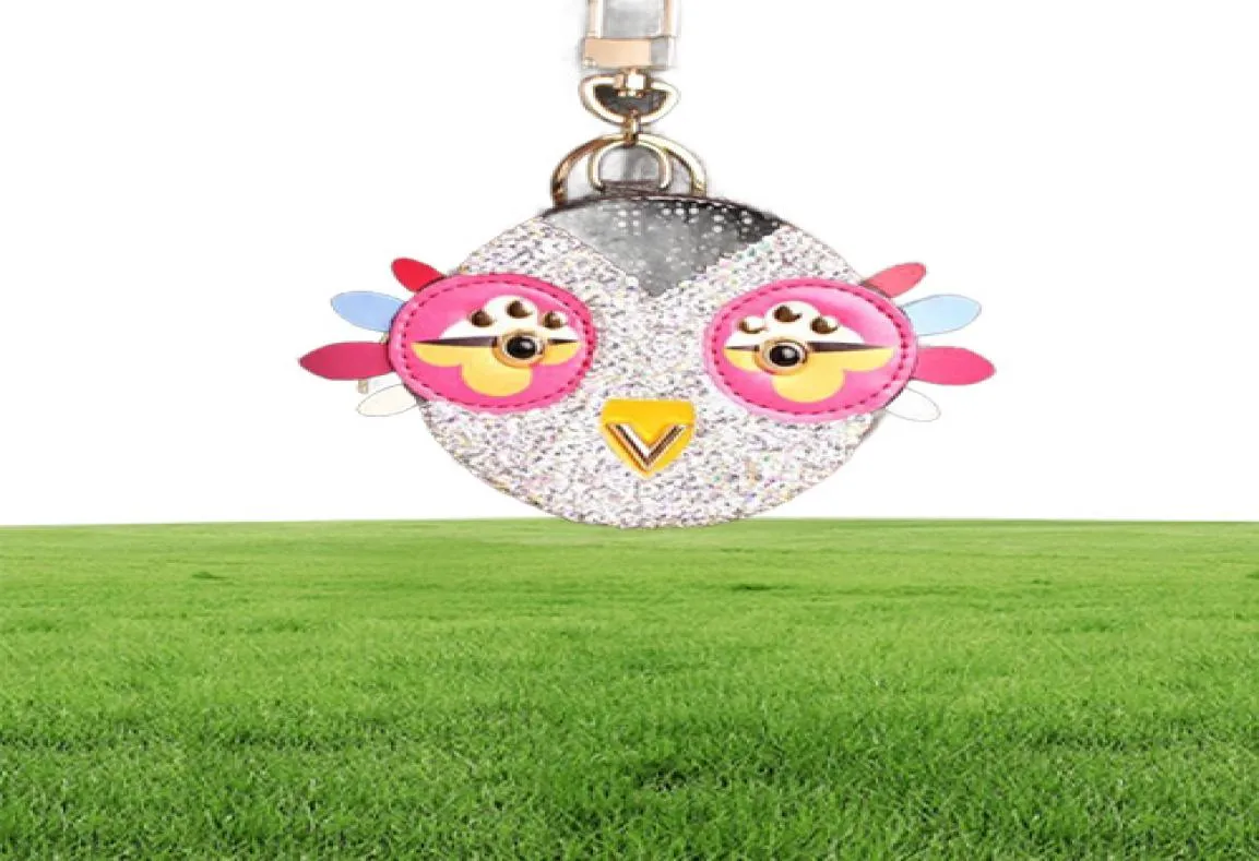 Mignon Owl Chicken Crystal dessin animé Anime Coin Purse Purse Keychain Pendant PU Le cuir portefeuille Chaîne pour femmes Bags Charm6163517