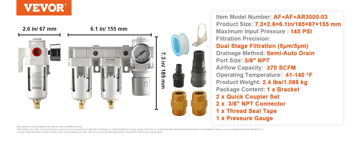 KLBZG 1/2" NPT 3 Stage Air Drying System,Heavy Duty Industrial Grade - View #3