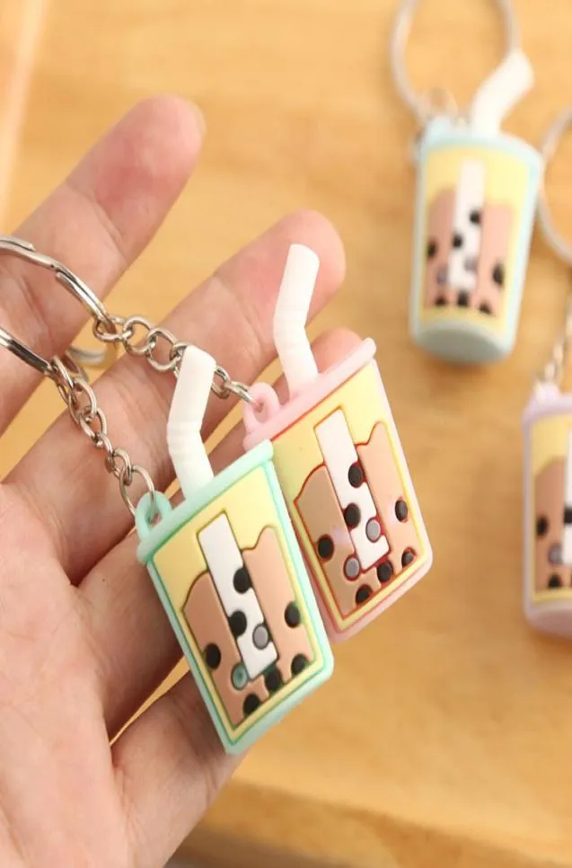 7,5 cm Mini Milk Cup KeyChain Cartoon Söt Key Ring Silicone Soft Pendant Smycken Tillbehör Gåva för kvinnor8632028