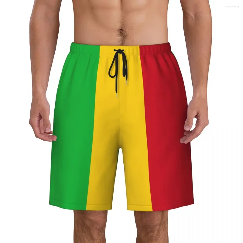 Short masculin Bathing Fissure Mali Flag Board Summer Malian Fans Cool Fashion Beach Modèle masculin Running Séchage rapide Trunks