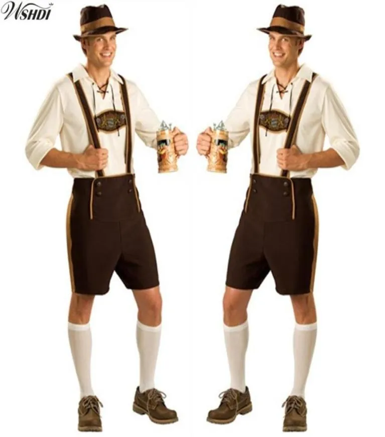 Oktoberfest Costume Lederhosen Bavarian Octoberfest German Festival Beer Halloween for Men Beer Costumes Plus Size M L XL 2XL298K1860722