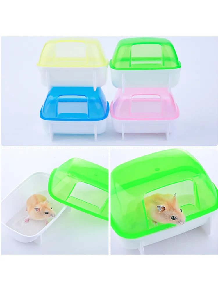 プラスチックペットの砂浴槽容器ハムスターバスルームバスバスサンドルームサウナトイレのための小さなペット動物ケージアクセサリー