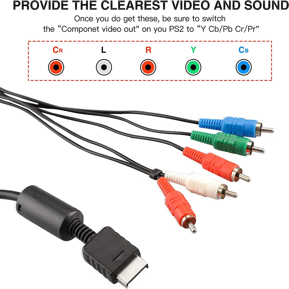 Game Console Audio Video Component AV HD Cable HDTV-EDTV 480p YPbPr ...