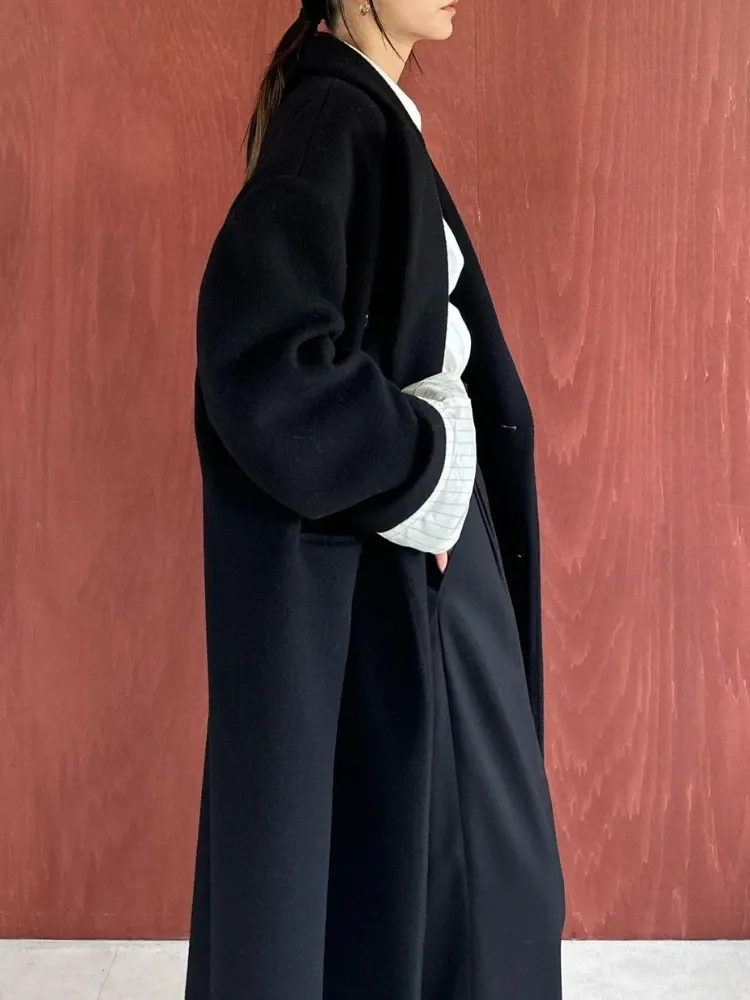 ジャケット・アウター SUNSEA BLACK DOUBLE-BREASTED COAT sun-bleached-double-breasted-